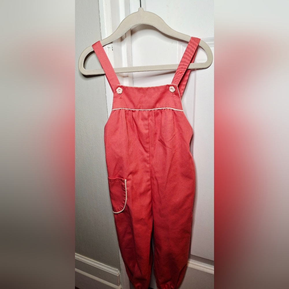 🇨🇦Vintage 80s 🌸🤍Adorable Overalls with Flower Buttons Made in Canada (24 mo)